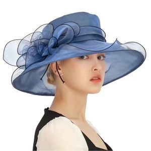 Blue Mesh fedora wide brim.